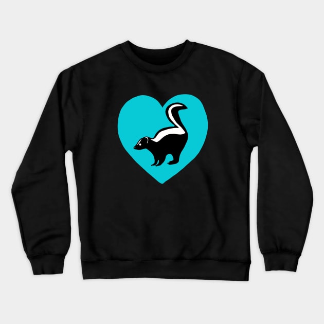 Skunk Blue Heart for Skunk Lovers Crewneck Sweatshirt by Mochi Merch